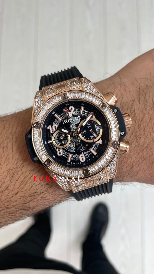Hublot Unico Diamond Big Bang King 44mm Rose Replika Saat Hublot Unico Diamond Big Bang King 44mm Rose Replika Saat