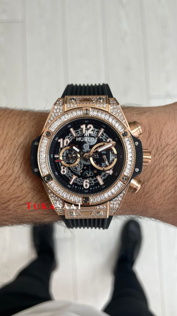 Hublot Unico Diamond Big Bang King 44mm Rose Replika Saat Hublot Unico Diamond Big Bang King 44mm Rose Replika Saat
