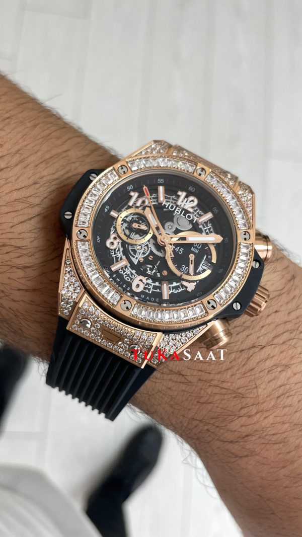 Hublot Unico Diamond Big Bang King 44mm Rose Replika Saat Hublot Unico Diamond Big Bang King 44mm Rose Replika Saat