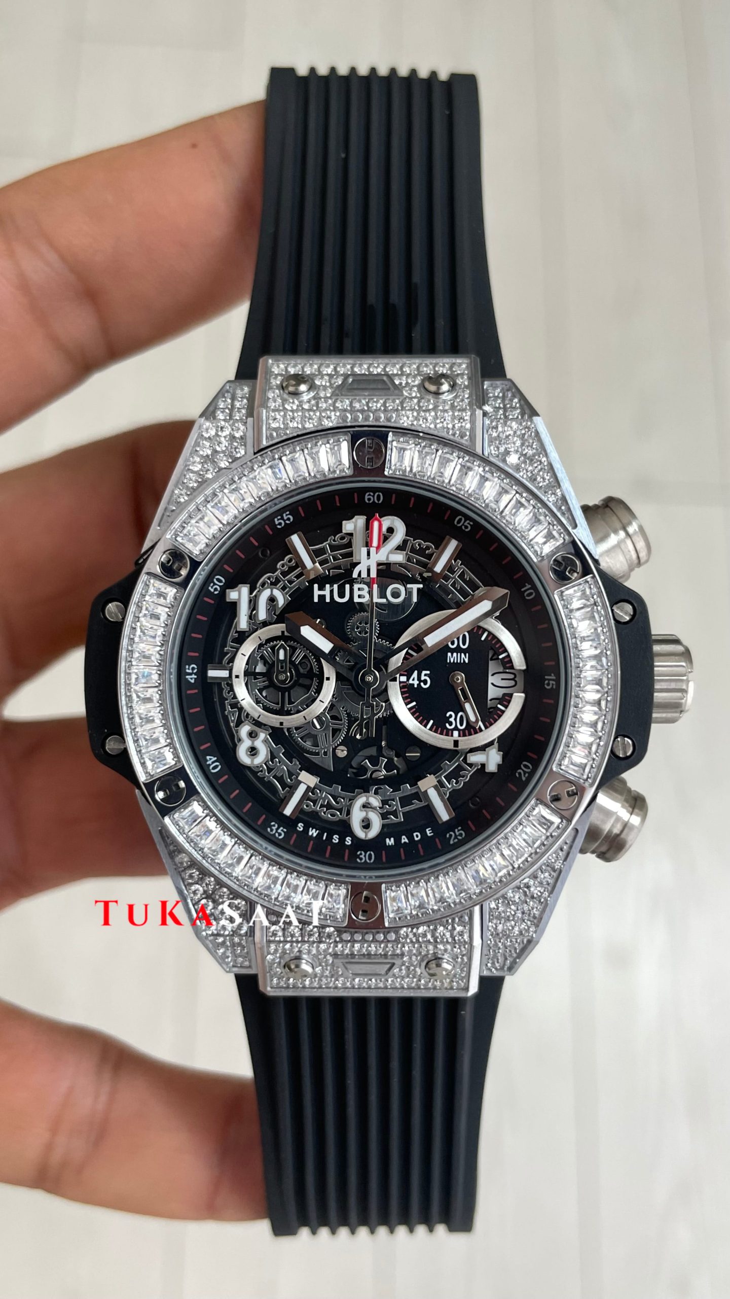 Hublot Unico Diamond Big Bang King 44mm Silver Replika Saat Hublot Unico Diamond Big Bang King 44mm Silver Replika Saat