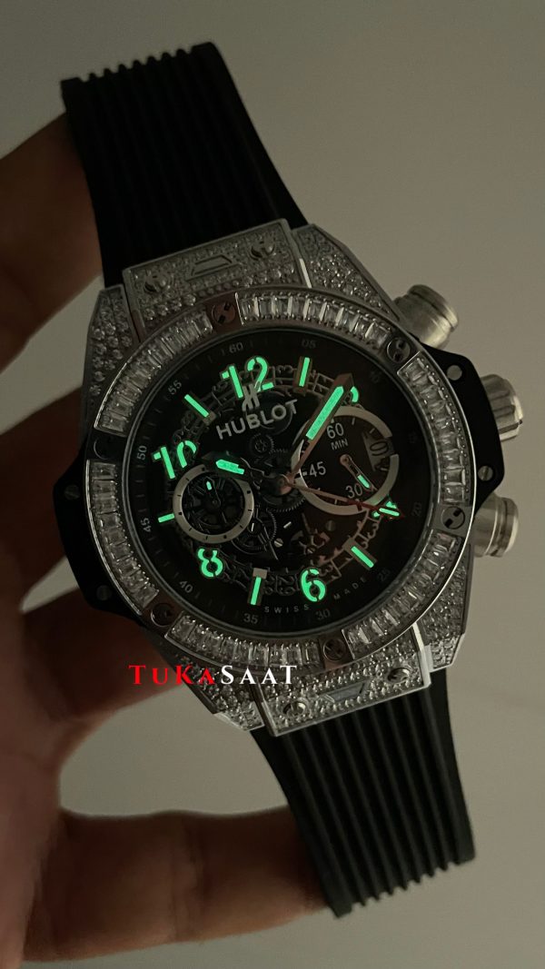 Hublot Unico Diamond Big Bang King 44mm Silver Replika Saat Hublot Unico Diamond Big Bang King 44mm Silver Replika Saat