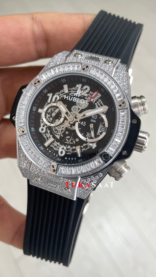 Hublot Unico Diamond Big Bang King 44mm Silver Replika Saat Hublot Unico Diamond Big Bang King 44mm Silver Replika Saat