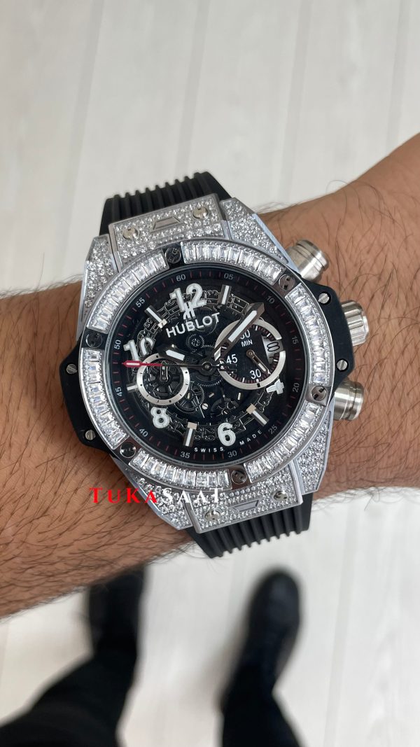 Hublot Unico Diamond Big Bang King 44mm Silver Replika Saat Hublot Unico Diamond Big Bang King 44mm Silver Replika Saat