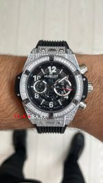 Hublot Unico Diamond Big Bang King 44mm Silver Replika Saat