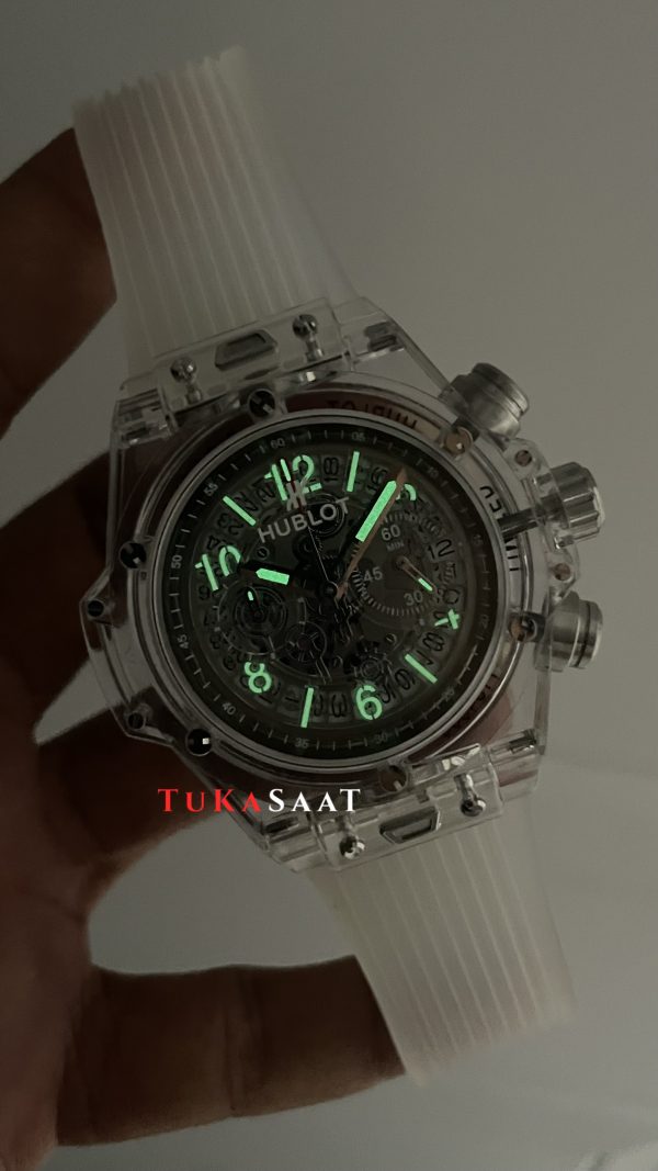 Hublot Unico Sapphire 42mm Şeffaf Replika Saat