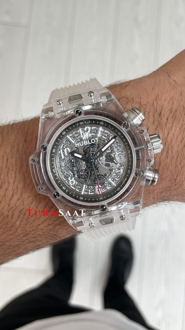 Hublot Unico Sapphire 42mm Şeffaf Replika Saat