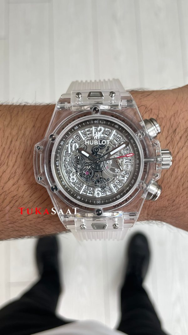 Hublot Unico Sapphire 42mm Şeffaf Replika Saat