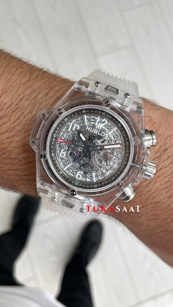 Hublot Unico Sapphire 42mm Şeffaf Replika Saat