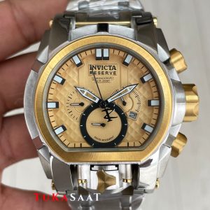 Invicta Magnum Zeus Bolt Reserve Sarı Kadran 52mm Two Tone Gold Replika Saat