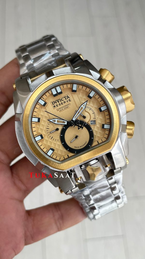 Invicta Magnum Zeus Bolt Reserve Sarı Kadran 52mm Two Tone Gold Replika Saat Invicta Magnum Zeus Bolt Reserve Sarı Kadran 52mm Two Tone Gold Replika Saat