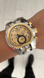 Invicta Magnum Zeus Bolt Reserve Sarı Kadran 52mm Two Tone Gold Replika Saat