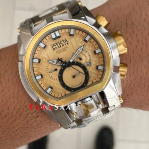 Invicta Magnum Zeus Bolt Reserve Sarı Kadran 52mm Two Tone Gold Replika Saat