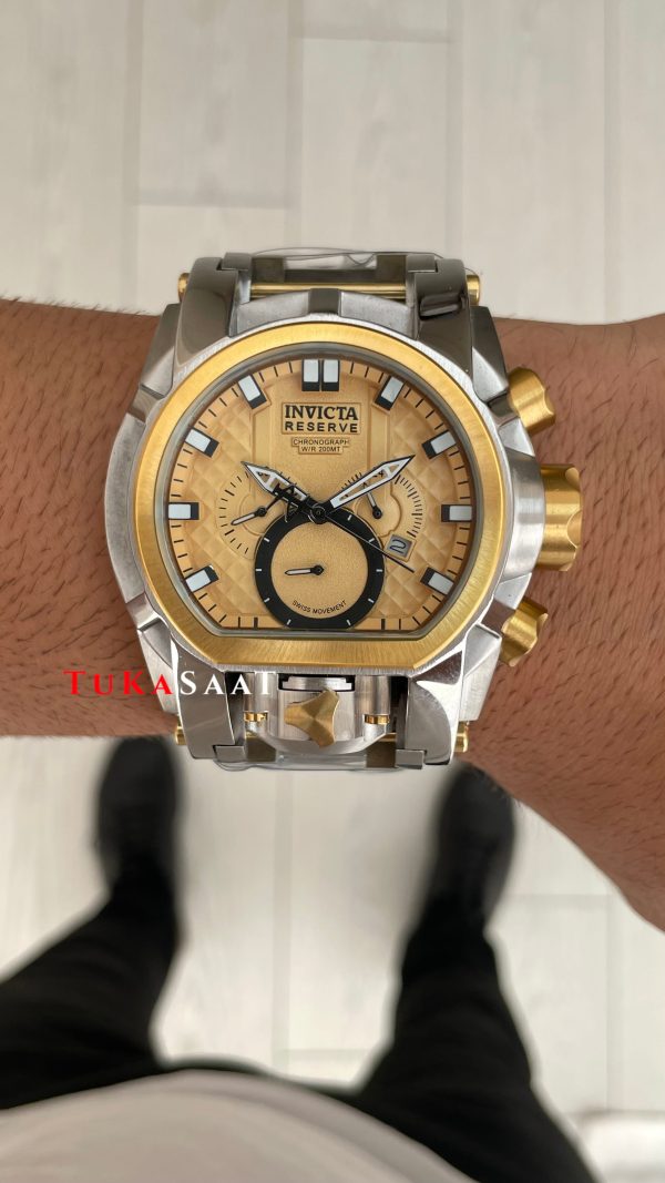 Invicta Magnum Zeus Bolt Reserve Sarı Kadran 52mm Two Tone Gold Replika Saat Invicta Magnum Zeus Bolt Reserve Sarı Kadran 52mm Two Tone Gold Replika Saat