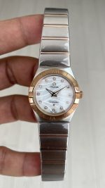 Omega Constellation Beyaz Taşlı Kadran 28mm Silver Rose Kadın Saati