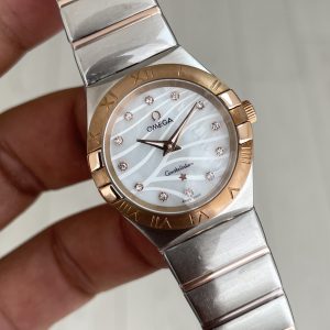 Omega Constellation Beyaz Taşlı Kadran 28mm Silver Rose Kadın Saati