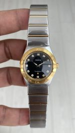 Omega Constellation Siyah Taşlı Kadran 28mm Silver Gold Kadın Saati