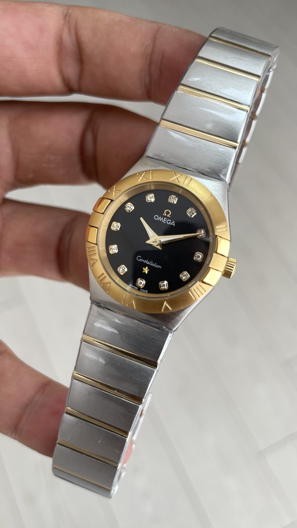 Omega Constellation Siyah Taşlı Kadran 28mm Silver Gold Kadın Saati Omega Constellation Siyah Taşlı Kadran 28mm Silver Gold Kadın Saati
