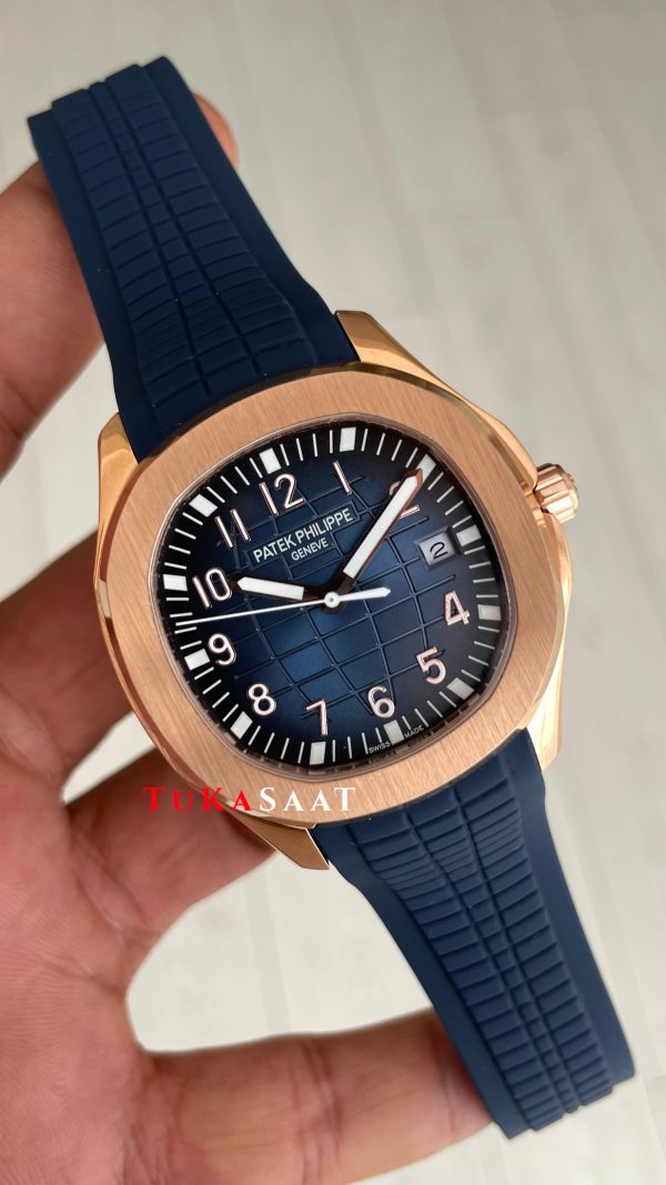 Patek Philippe Aquanaut Mavi Kadran 5168G Rose 40 mm Replika Saat Patek Philippe Aquanaut Mavi Kadran 5168G Rose 40 mm Replika Saat