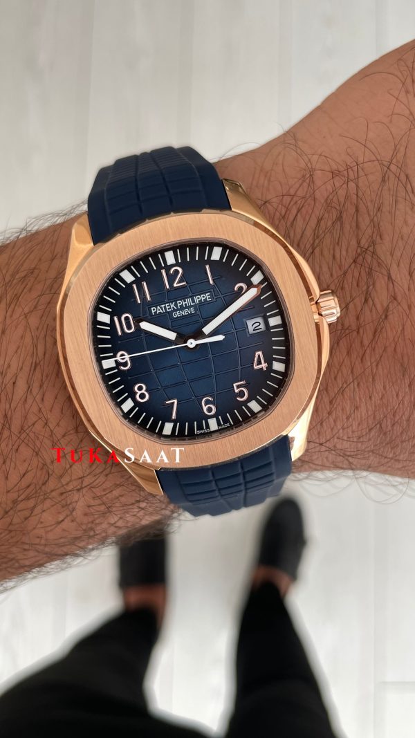 Patek Philippe Aquanaut Mavi Kadran 5168G Rose 40 mm Replika Saat Patek Philippe Aquanaut Mavi Kadran 5168G Rose 40 mm Replika Saat