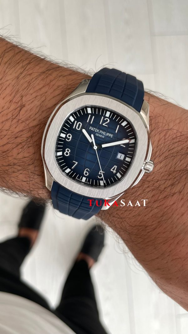 Patek Philippe Aquanaut Mavi Kadran 5168G Silver 40 mm Replika Saat Patek Philippe Aquanaut Mavi Kadran 5168G Silver 40 mm Replika Saat