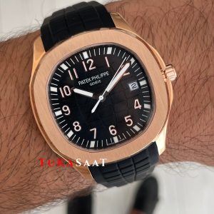 Patek Philippe Aquanaut Siyah Kadran 5167 Rose 40 mm Replika Saat