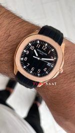 Patek Philippe Aquanaut Siyah Kadran 5167 Rose 40 mm Replika Saat