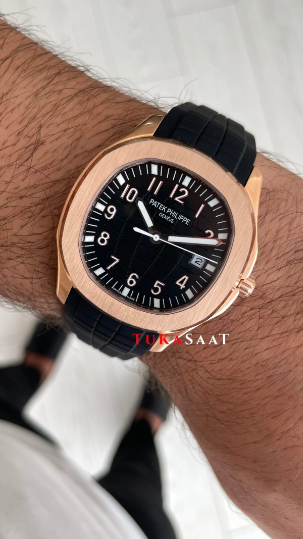 Patek Philippe Aquanaut Siyah Kadran 5167 Rose 40 mm Replika Saat Patek Philippe Aquanaut Siyah Kadran 5167 Rose 40 mm Replika Saat