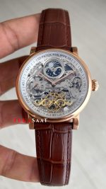 Patek Philippe Geneve Tourbillon İskelet Kahverengi Rose Skeleton Replika Saat