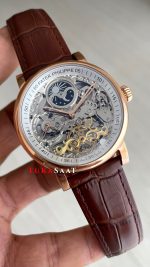Patek Philippe Geneve Tourbillon İskelet Kahverengi Rose Skeleton Replika Saat