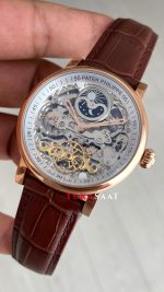Patek Philippe Geneve Tourbillon İskelet Kahverengi Rose Skeleton Replika Saat