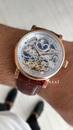 Patek Philippe Geneve Tourbillon İskelet Kahverengi Rose Skeleton Replika Saat