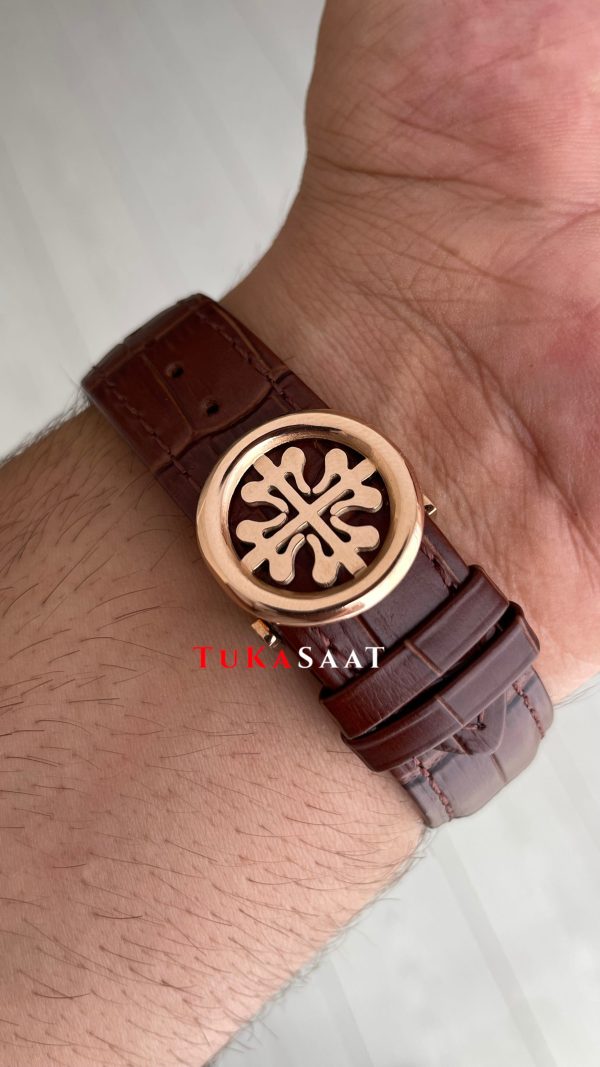 Patek Philippe Geneve Tourbillon İskelet Kahverengi Rose Skeleton Replika Saat