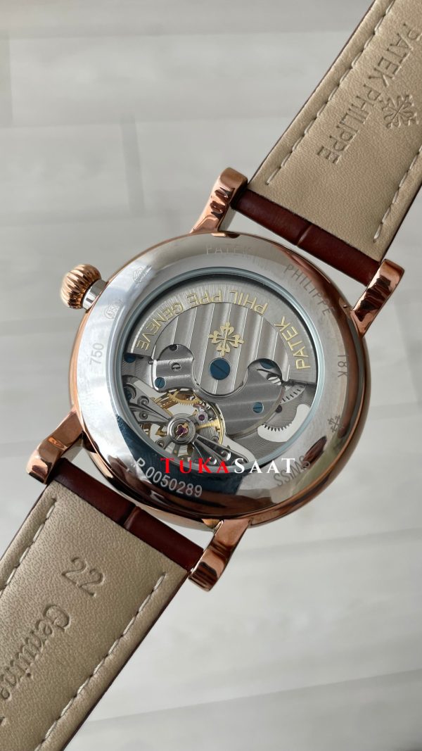 Patek Philippe Geneve Tourbillon İskelet Kahverengi Rose Skeleton Replika Saat