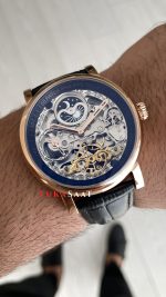 Patek Philippe Geneve Tourbillon İskelet Siyah Kadran 42mm Rose Skeleton Replika Saat