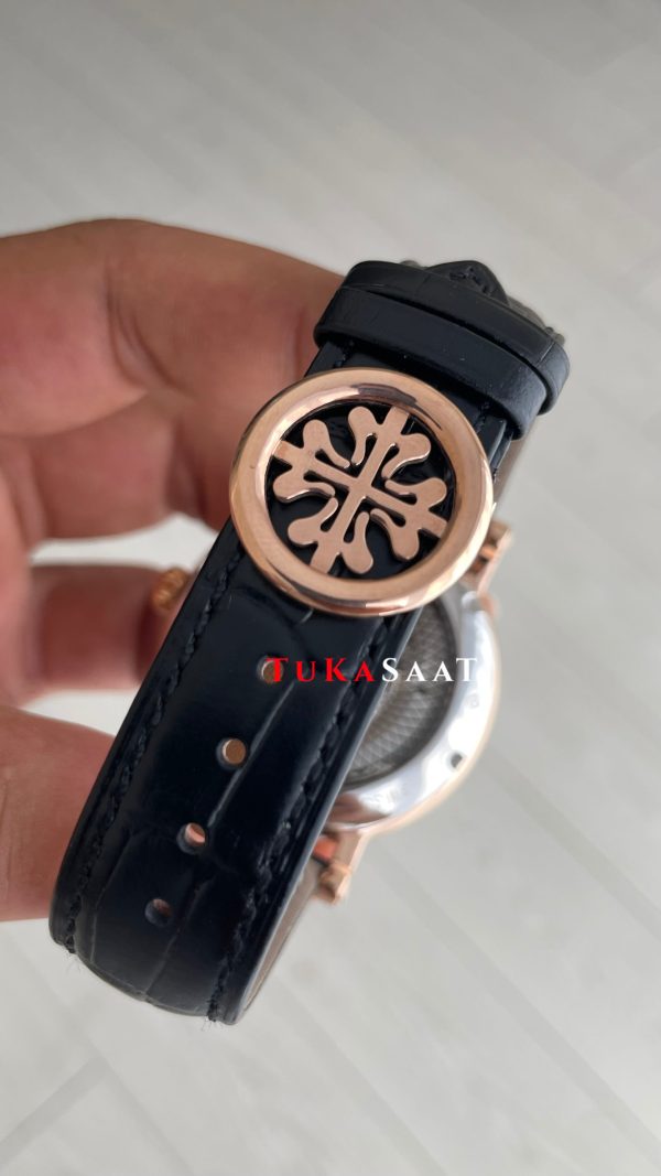 Patek Philippe Geneve Tourbillon İskelet Siyah Kadran 42mm Rose Skeleton Replika Saat
