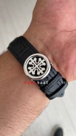 Patek Philippe Geneve Tourbillon İskelet Siyah Kadran 42mm Silver Skeleton Replika Saat