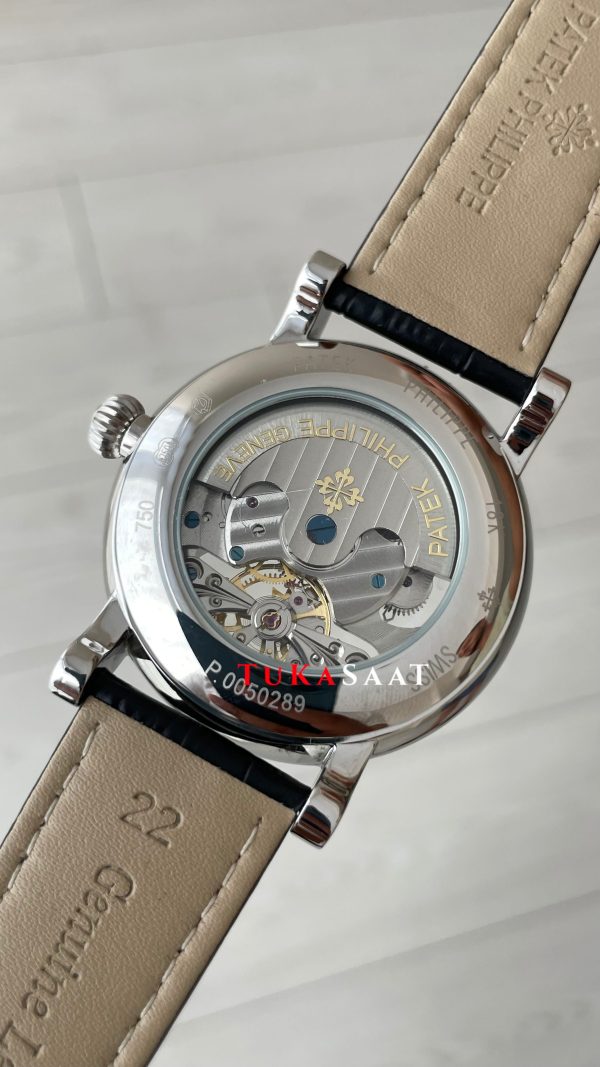 Patek Philippe Geneve Tourbillon İskelet Siyah Kadran 42mm Silver Skeleton Replika Saat