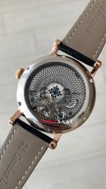 Patek Philippe Geneve Tourbillon Moonphase Skeleton Diamond Dial Siyah Kadran 42 mm İskelet Taşlı Rose Replika Saat