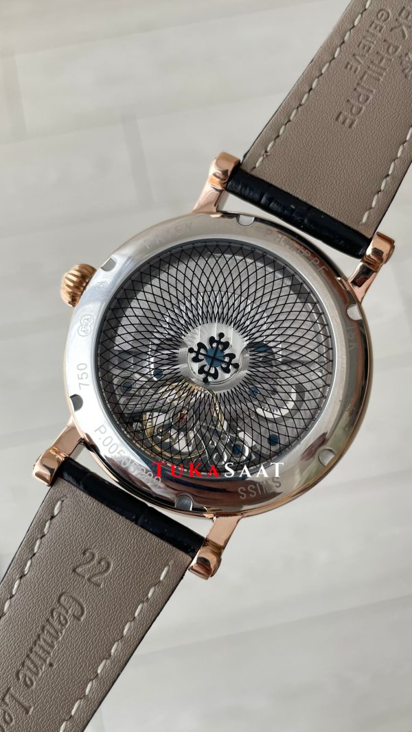 Patek Philippe Geneve Tourbillon Moonphase Skeleton Diamond Dial Siyah Kadran 42 mm İskelet Taşlı Rose Replika Saat Patek Philippe Geneve Tourbillon Moonphase Skeleton Diamond Dial Siyah Kadran 42 mm İskelet Taşlı Rose Replika Saat
