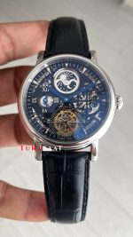 Patek Philippe Geneve Tourbillon Moonphase Skeleton Siyah Kadran 42 mm İskelet Replika Saat