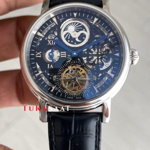 Patek Philippe Geneve Tourbillon Moonphase Skeleton Siyah Kadran 42 mm İskelet Replika Saat