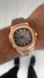 Patek Philippe Nautilus 40th Year Anniversary 5711 Gri Kadran 40 mm Rose Replika Saat