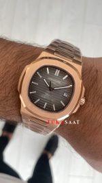 Patek Philippe Nautilus 40th Year Anniversary 5711 Gri Kadran 40 mm Rose Replika Saat