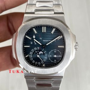 Patek Philippe Nautilus 5712 Moonphase Power Reserve Mavi Kadran 40mm Super Clone Swiss ETA Saat PP Factory