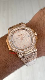 Patek Philippe Nautilus Diamond 5711 Taşlı Rose 40 mm Replika Saat