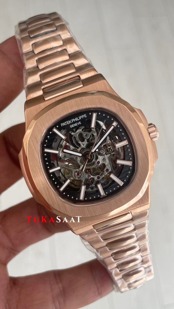 Patek Philippe Nautilus İskelet 5711 Rose 40 mm Skeleton Replika Saat Patek Philippe Nautilus İskelet 5711 Rose 40 mm Skeleton Replika Saat