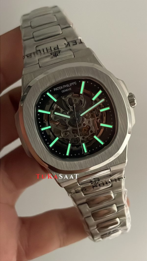 Patek Philippe Nautilus İskelet 5711 Silver 40 mm Skeleton Replika Saat Patek Philippe Nautilus İskelet 5711 Silver 40 mm Skeleton Replika Saat