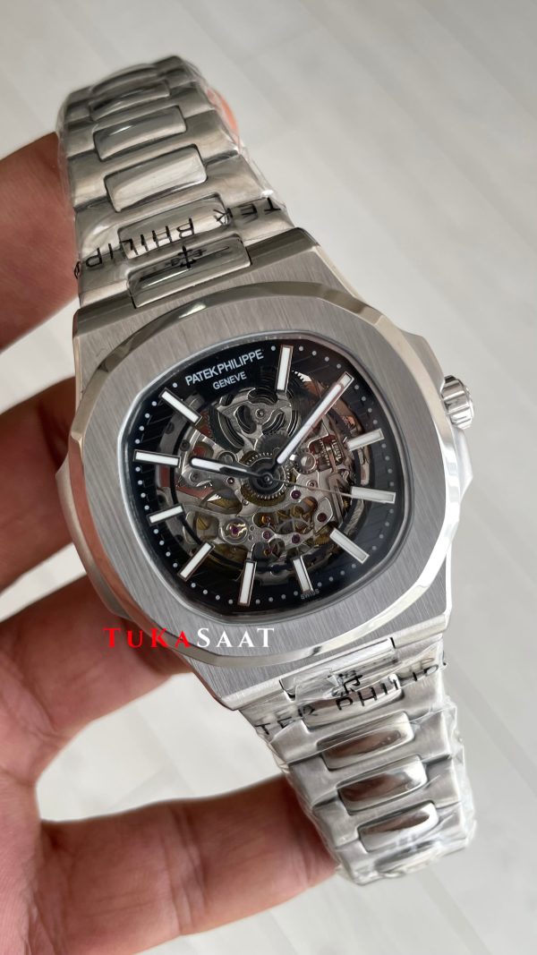 Patek Philippe Nautilus İskelet 5711 Silver 40 mm Skeleton Replika Saat Patek Philippe Nautilus İskelet 5711 Silver 40 mm Skeleton Replika Saat