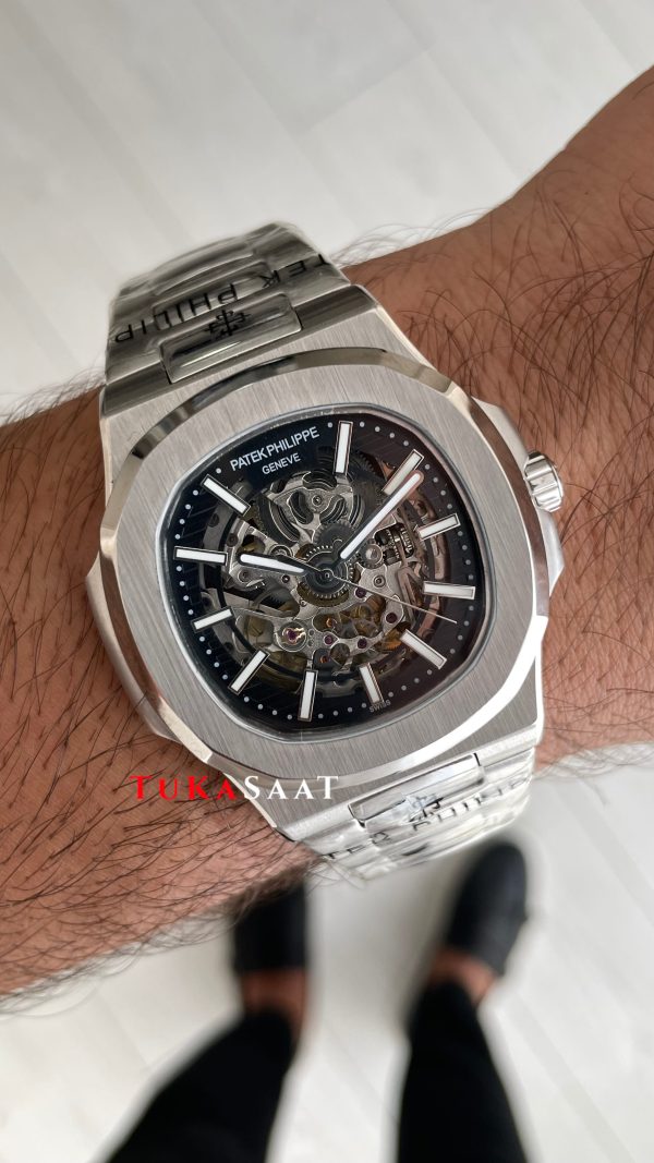 Patek Philippe Nautilus İskelet 5711 Silver 40 mm Skeleton Replika Saat Patek Philippe Nautilus İskelet 5711 Silver 40 mm Skeleton Replika Saat