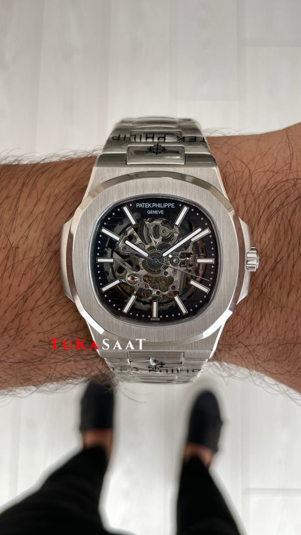 Patek Philippe Nautilus İskelet 5711 Silver 40 mm Skeleton Replika Saat Patek Philippe Nautilus İskelet 5711 Silver 40 mm Skeleton Replika Saat